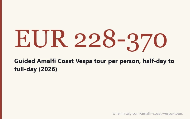 EUR 228-370 - Guided Amalfi Coast Vespa tour per person, half-day to full-day (2026)