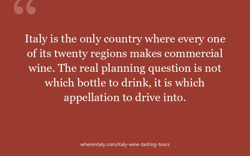 Italy is the only country where every one of its twenty regions makes commercial wine. The real planning question is not which bottle to drink, it is ...
